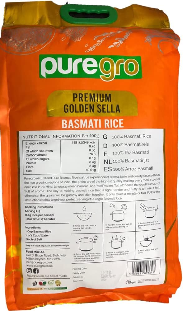 Puregro Golden Sella Basmati Rice (10kg)