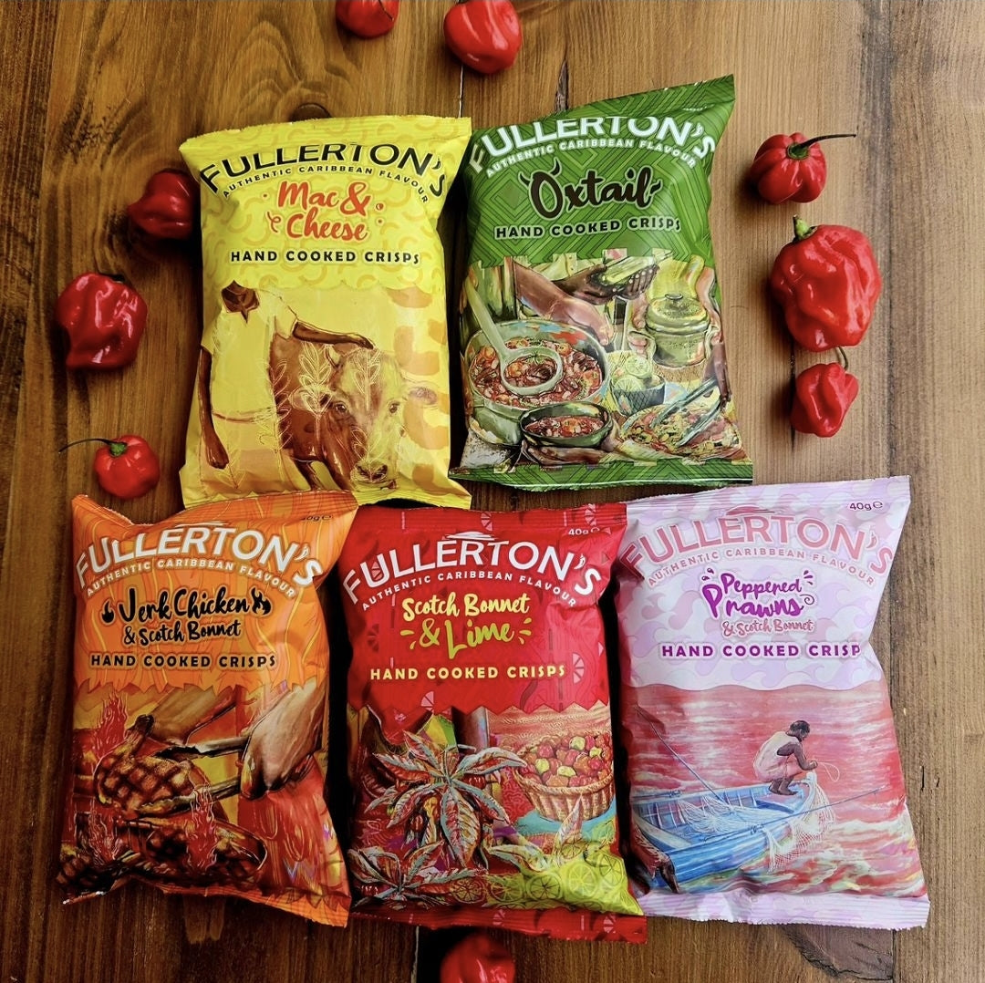 Fullerton's Hand Cooked Crisps Peppered Prawns & Scotch Bonnet Flavour