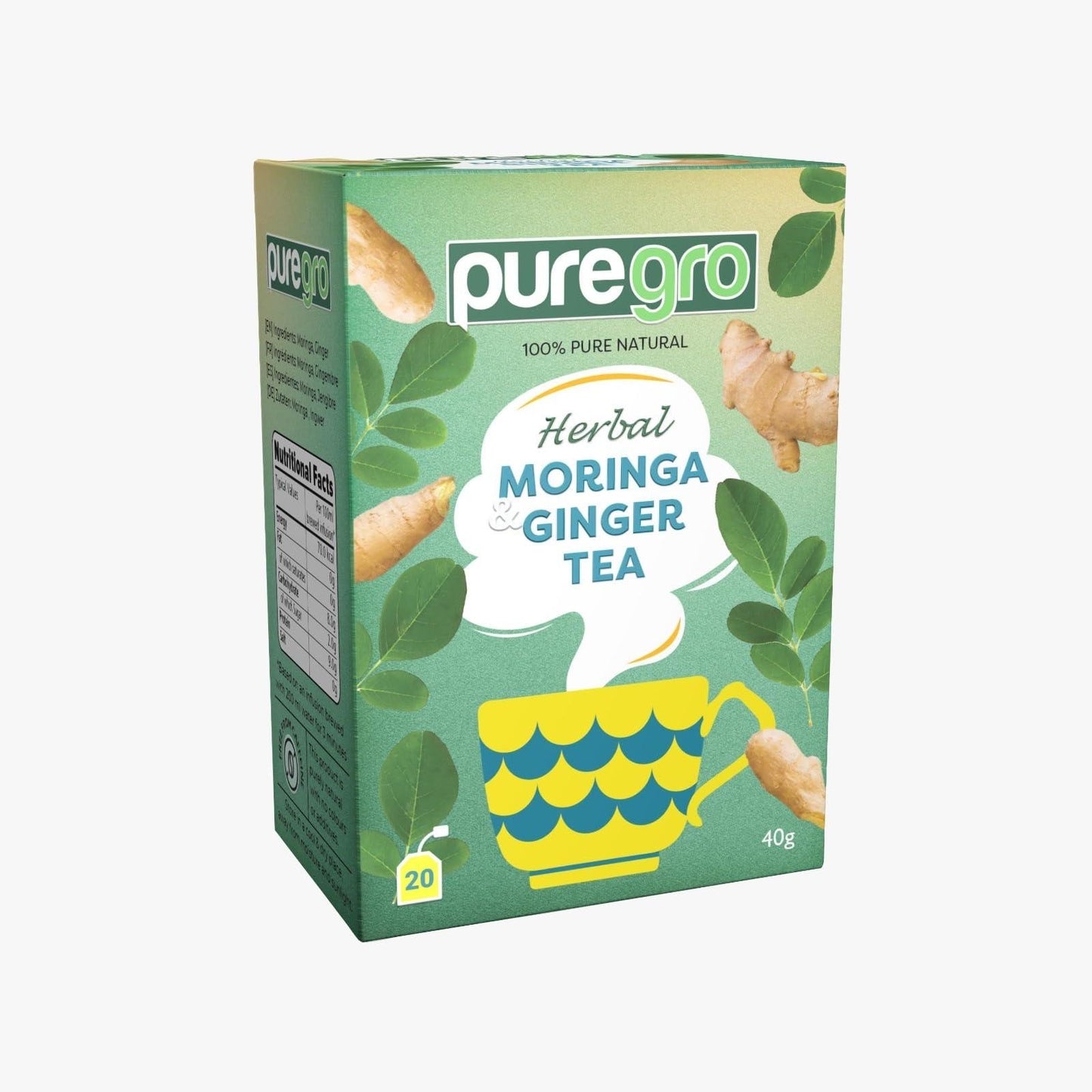 Puregro Moringa & Ginger Tea 40g (20 Tea Bags)