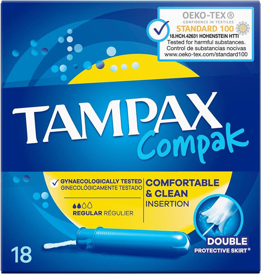 Tampax Compak Regular Absorbency with Applicator Leak Protection 18 Tampons