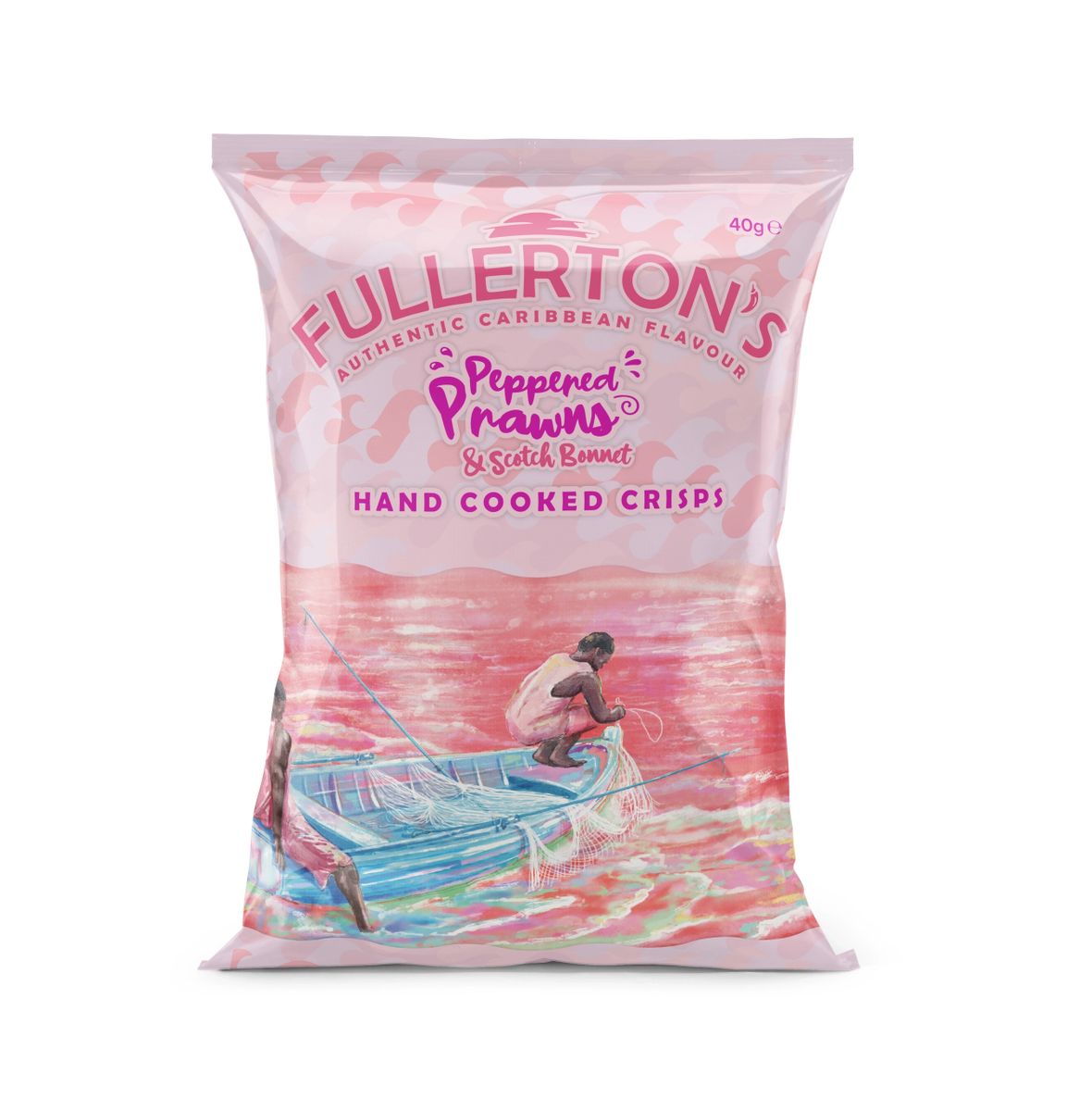 Fullerton's Hand Cooked Crisps Peppered Prawns & Scotch Bonnet Flavour